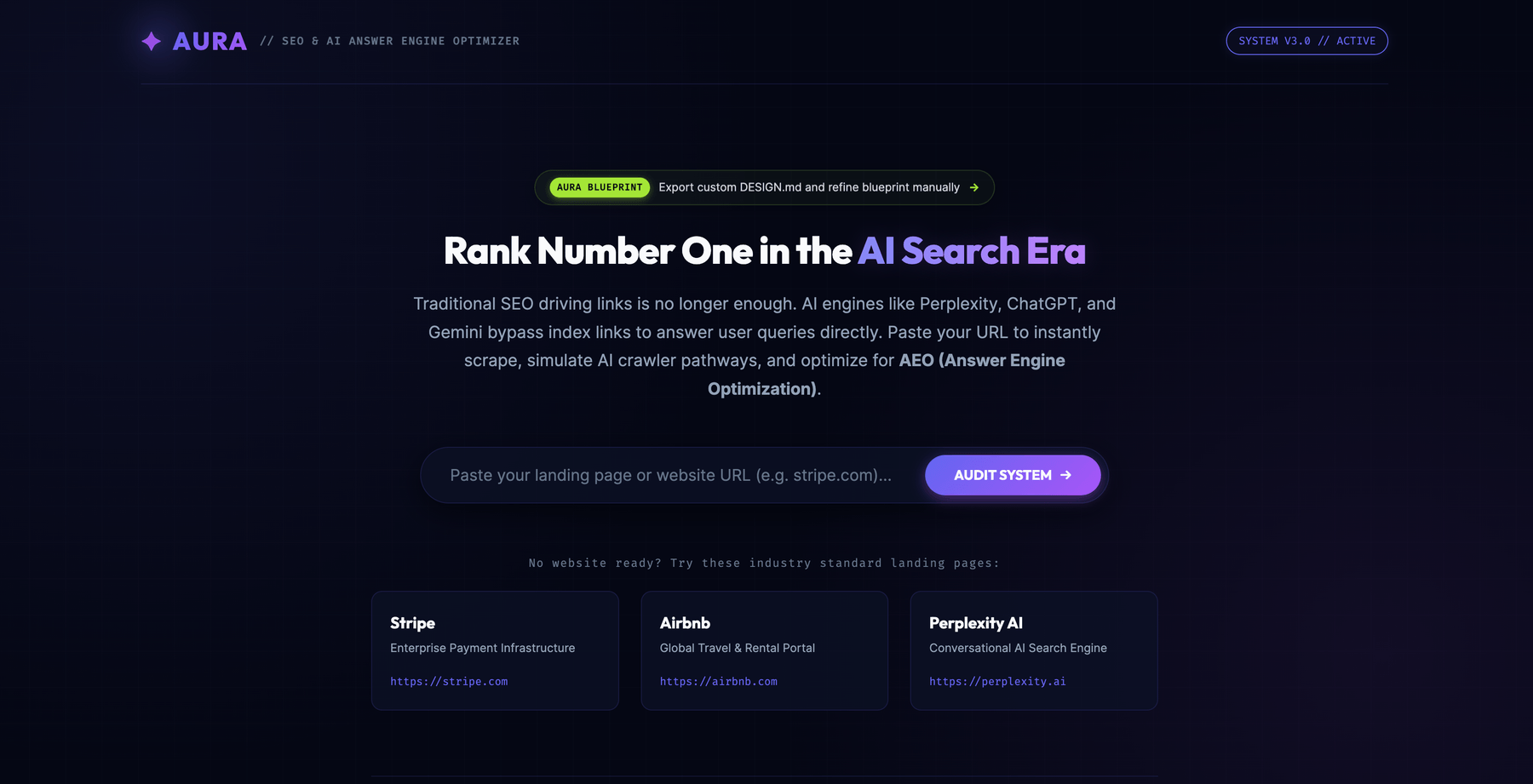 AURA — SEO and Answer Engine Optimization auditor for AI search