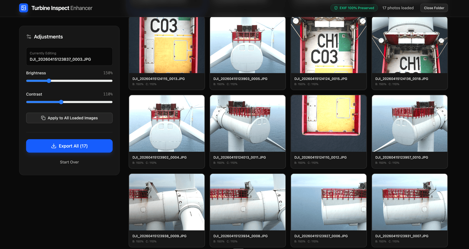 ABRS Turbine Inspect — bulk image processing for offshore wind blade inspection reports